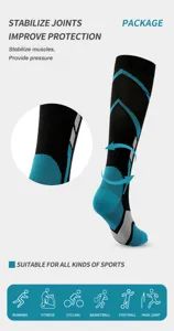 Professional compression sports socks for outdoor running, knee-high muscle support gear.
