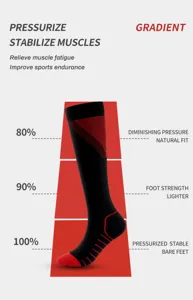 Calze a compressione sportive professionali con pressione graduale e strisce a V per fitness.