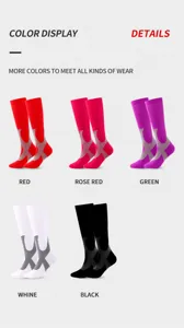 Detailed view of sports compression socks in multiple vibrant colors for outdoor running.