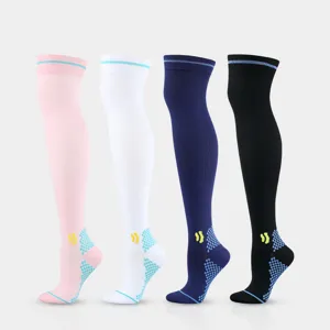 Calze a Compressione Unisex Sopra il Ginocchio in Nylon Antiscivolo Calze Lunghe Sportive per Corsa Ciclismo Protezione Gambe