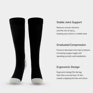 Unisex athletic sports compression socks for running, basketball and cycling activities.
