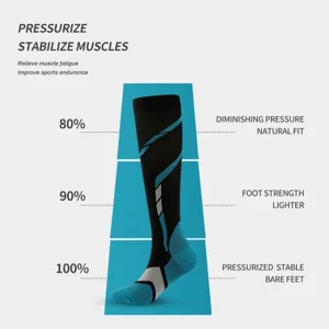 Athletic long compression socks for sports running, elastic leg support stocking.