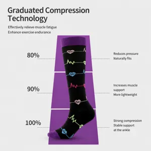 Sports compression socks for running fitness, high long leg gradient pressure athletic stockings