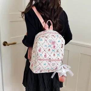 Cute cartoon printed student backpack large capacity casual lovely school book bag for girls