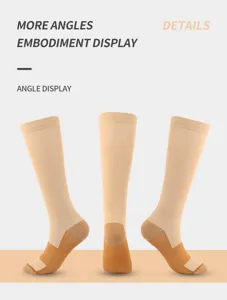 Outdoor sports compression socks detail showing multi-angle calf support and breathable fabric.