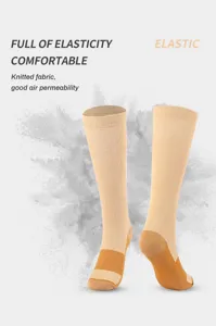 Knit compression socks for sports and running, offering high elasticity and breathability.