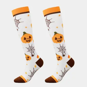 Halloween knee high socks funny pumpkin compression tube socks for men and women festive wear