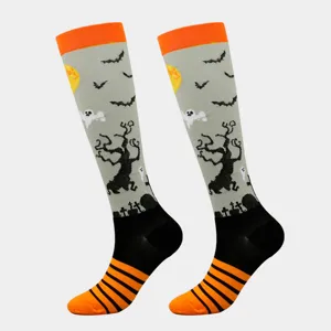 Halloween socks unisex funny calf socks spooky festival compression leg wear for party