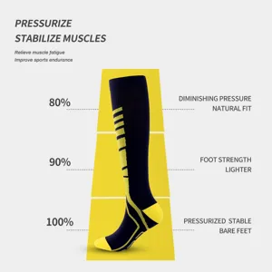 Professional sports compression socks with graduated pressure design for muscle support.
