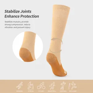 Compression copper fiber socks long calf support socks outdoor sports running fitness