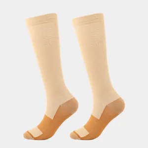 Chaussettes de Compression Sportives Unisexe Course en Plein Air Cyclisme Bas de Pression Longues Jambes Équipement de Récupération