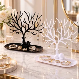 Hirschgeweih Schmuckständer Baum Display Regal Mit Tablett Für Ohrringe Ringe Armbänder PP Kunststoff