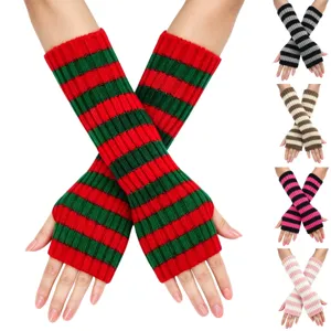 30 cm lange gestreifte gestrickte fingerlose Armstulpen in verschiedenen modischen Farben
