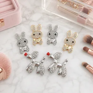 Alloy Rhinestone Rabbit Balloon Dog DIY Pendants Cute Animal Shoe Charms For Jewelry Making Phone Case Decoration Accessories