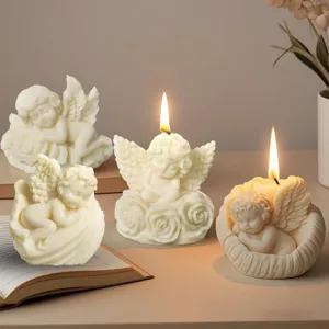 Stampo in Silicone Angelo Bambino in Conchiglia per Candela Aromaterapia Fai-da-te Ornamento in Gesso Resina Epossidica Strumento Artigianale