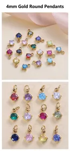 Macro shot of 4mm cubic zirconia mini pendants in a variety of birthstone colors