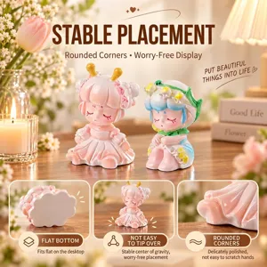 Vue détaillée de figurines de filles mignonnes avec base stable et bords arrondis