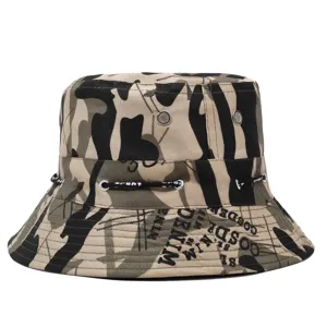 Fischerhut Polyester Atmungsaktiv Outdoor Sommer Sonnenschutz Verstellbarer Kordelzug Freizeithut Kurze Krempe
