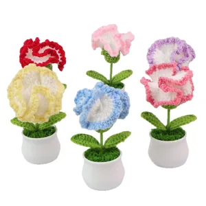 Handgebreide gehaakte anjerpotplanten in diverse kleuren voor woondecoratie