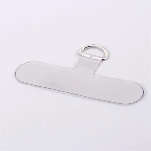 Universal clear T-shaped PVC phone lanyard tether tab with durable metal D-ring