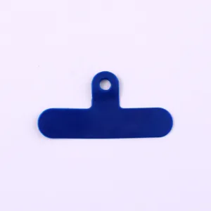 Durable blue T-shaped PVC phone lanyard patch with hanging hole for cell phone cases