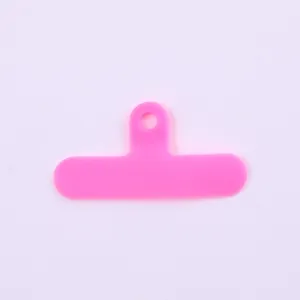Simple pink T-shaped PVC phone lanyard tether tab spacer for universal phone cases