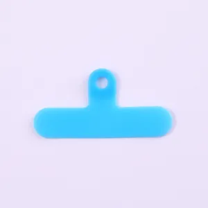 Bright blue T-shaped PVC phone lanyard gasket for secure detachable clip-on attachment