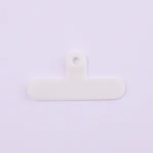 Universal white T-shape PVC phone lanyard tether tab for detachable neck straps, variant.