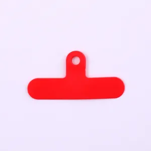 Universal red T-shaped PVC phone lanyard patch gasket for secure strap attachment