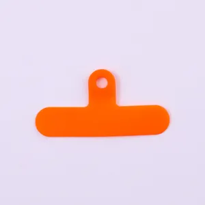 Orange T-shaped PVC phone lanyard tether tab for detachable strap