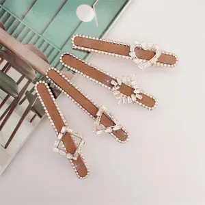 Elegant retro rhinestone hair clips set featuring chic geometric heart star and square shapes.