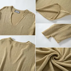 Detailaufnahmen der Textur, Bündchen und des Saums eines Vintage-Strickpullovers.