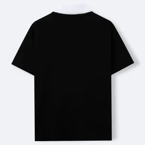 Back view of men's casual knitted polo shirt with contrasting white collar detail