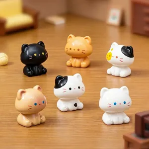 Figurine Chat en Résine Miniature Statue Chaton Assis Décoration Bureau Petit Animal Micro Paysage Jardin DIY Ornement