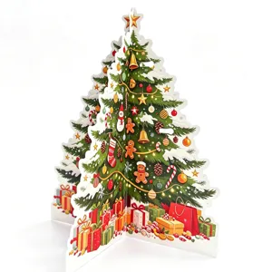 3D stand-up cardboard Christmas tree advent calendar with festive holiday patterns