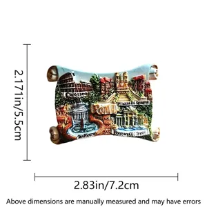 Vista detallada del imán de resina para nevera Roma Italia, medidas 7,2x5,5cm