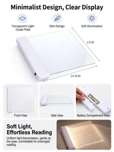 Tragbares LED-Flachleselicht für Nachtstudien, Augenschutzpanel, Größe 17x14,5 cm