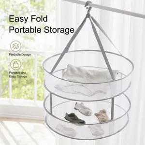 Panier De Séchage En Maille Polyester Plat Étendoir À Pull Crochet Coupe-vent Filet Pliable Respirant Pour Linge Chaussettes