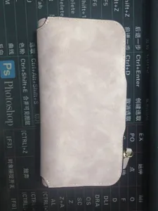 Close-up detail of the vintage grey textured leather long zipper wallet clutch for women