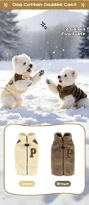 Détails de vestes en polaire pour chien en beige et marron avec attache harnais