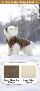 Gros plan montrant les matières laine d'agneau et polaire du manteau d'hiver pour chien.