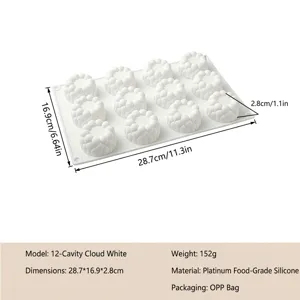 Technische Spezifikationen und Maße für die 12-Kavitäten-Silikonform für Mousse