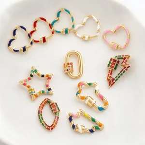 Collection de divers fermoirs à vis en émail plaqués or 18K pour la création de bijoux