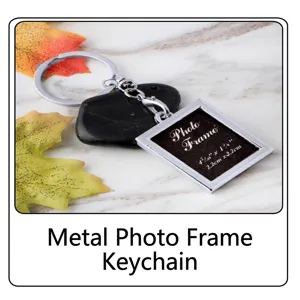 Silver square metal photo frame keychain pendant for personalized DIY souvenir gifts