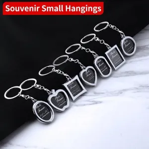 Photo Frame Keychain Metal Zinc Alloy Silver Polished Multi Shape Souvenir Pendant Key Ring Gift