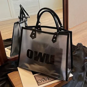 Borsa Tote in PVC Trasparente di Grande Capacità Con Pochette Interna per Donna Borsa a Tracolla Trasparente Minimalista Borsa da Viaggio Impermeabile di Moda