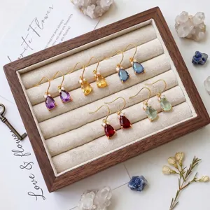 925 Sterlingsilber Ohrstecker-Stift Birnenschliff Synthetischer Kristall Ohrhänger Elegante Vergoldete Strass Schmuck Für Damen