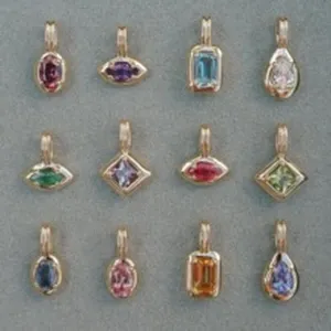Auswahl von 12 Geburtsstein-Anhängern aus 18K vergoldetem Edelstahl für DIY-Schmuck