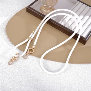 Verstellbarer weißer PU-Leder-Schultergurt mit goldenen Metallbeschlägen für Taschen