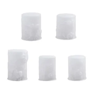 Set di 5 stampi in silicone cilindrici traslucidi per candele con rilievi di api DIY